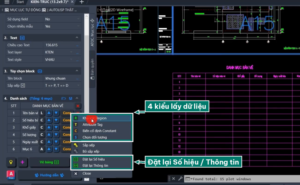 Lisp ATOC 4 kiểu lấy dữ liệu cho cột danh mục