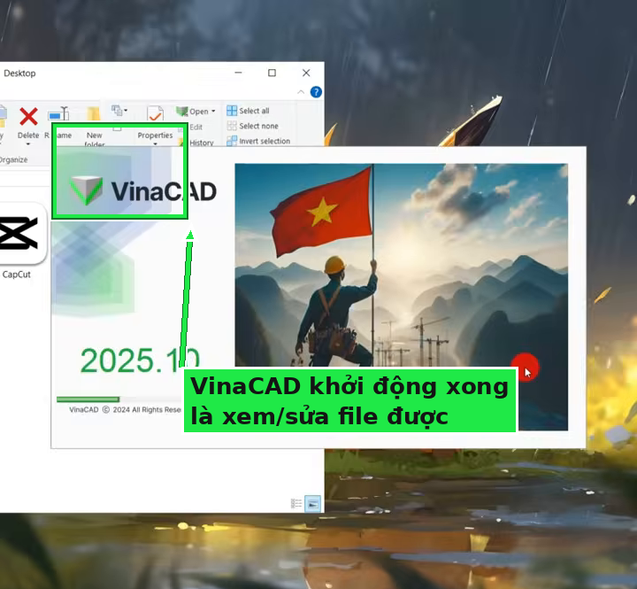Màn hình khởi động VinaCAD sau khi cài đặt xong