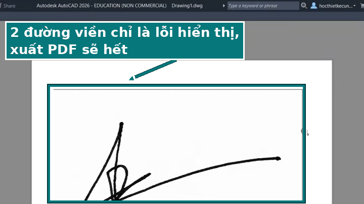 Bản xem trước khi in hiện 2 đường viền quanh ảnh chữ ký, chỉ là lỗi hiển thị