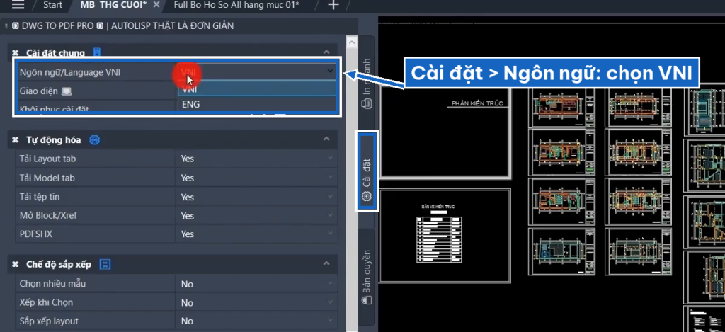 Lisp D2P vào Cài đặt chọn ngôn ngữ tiếng Việt