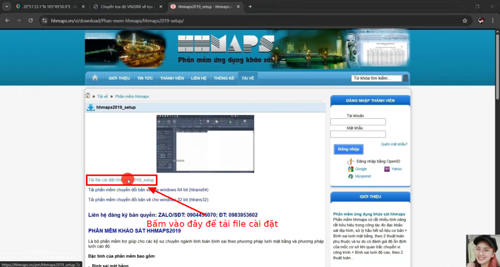 Tải file cài đặt HHMap 2019 từ trang hhmaps.vn