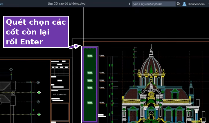 Quét chọn các cốt cao độ còn lại rồi bấm Enter