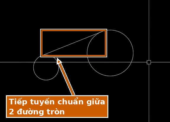 Kết quả đường tiếp tuyến chuẩn giữa 2 đường tròn trong AutoCAD