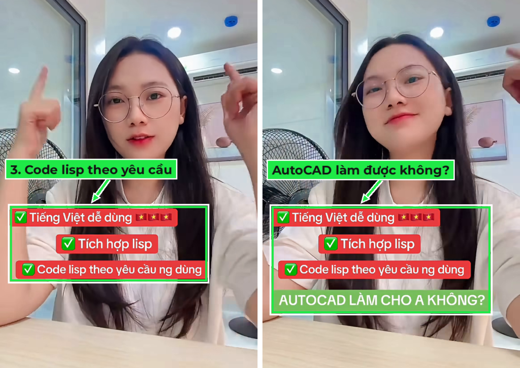 VinaCAD code lisp theo yêu cầu người dùng